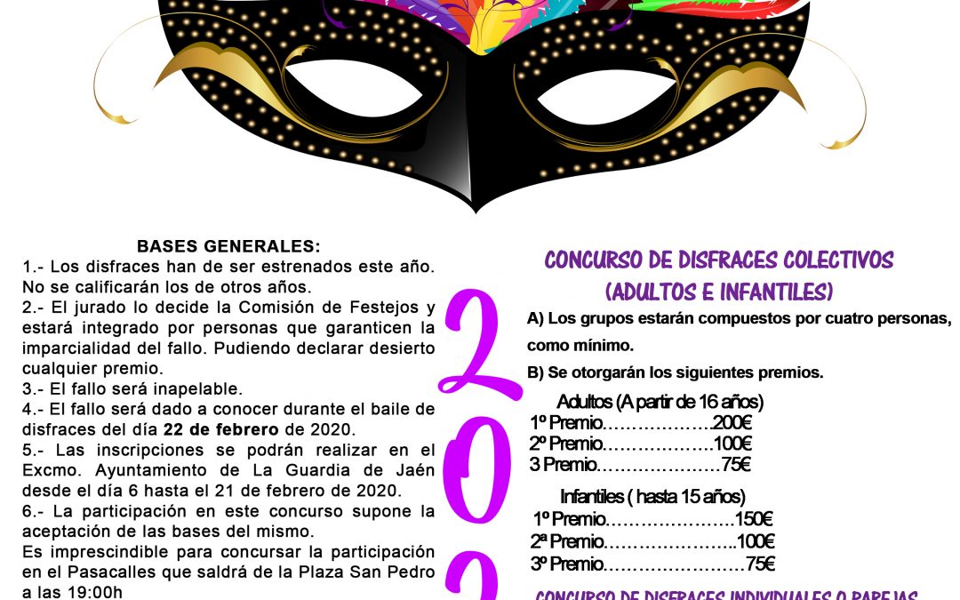 BASES DEL GRAN CONCURSO DE DISFRACES DEL CARNAVAL DE LA GUARDIA 2020
