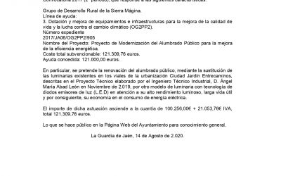 ANUNCIO PROYECTO DE MODERNIZACIÓN DEL ALUMBRADO PÚBLICO